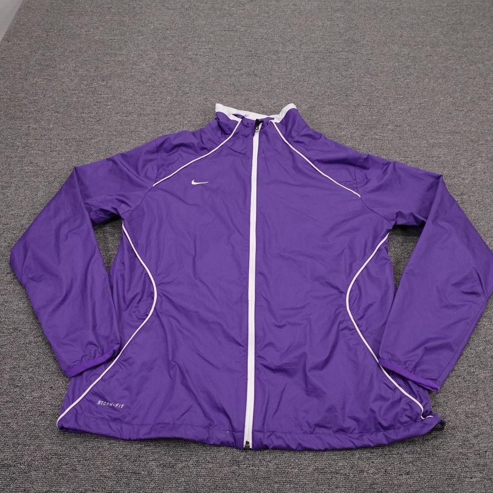Nike Storm-FIT Jacket Womens XL Purple Full Zip Lined Vent Back Windbreaker